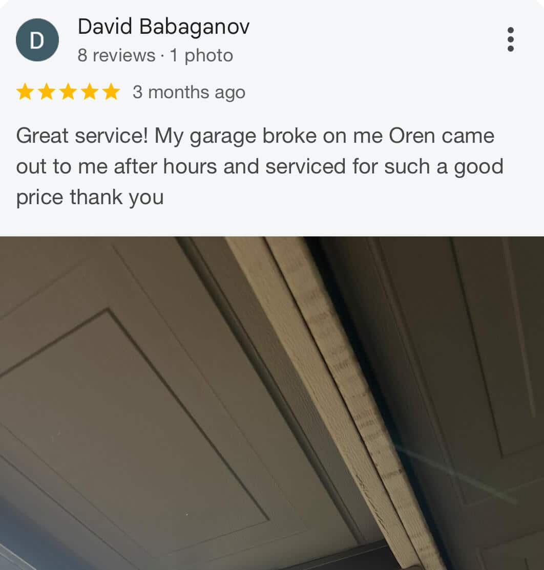 Customer review screenshot for garage door spring repair in Glendale AZ